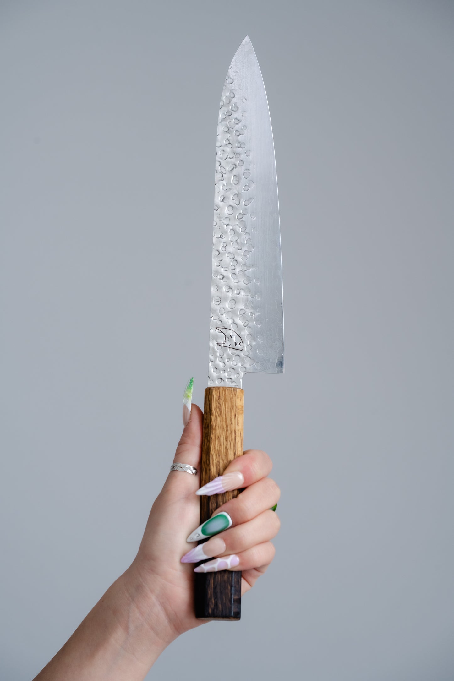 MIJA DAMASCUS CHEF KNIFE (BURNT OAK HANDLE)